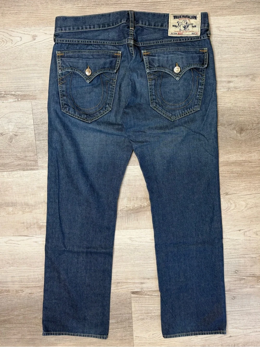 True Religion Ricky Straight Leg Flap Pocket Jeans Mens Size 36 Waist 38-39”